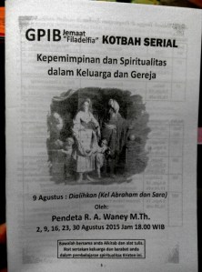 Pengumuman khotbah serial Pdt. R. A. Waney, M.Th